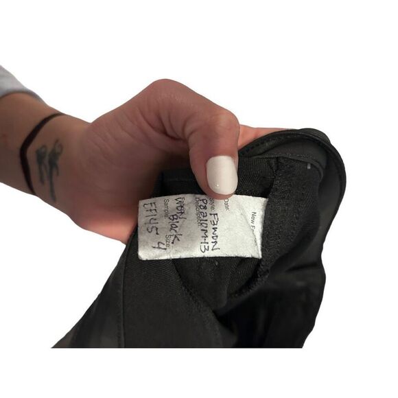 Eileen Fisher Black Waxed Faux Leather Denim Jeans Pants Size 4 Minimalist - Picture 4 of 13